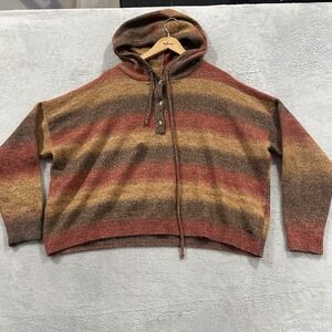 Volcom Hoodie Women's XL Striped Pullover Sweater Nutmeg Soft Knit Boho Surf